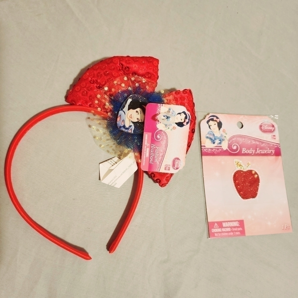 Lot of 2 NWT Disney Snow White Headband Body Jewelry Princess Dress Up Cosplay